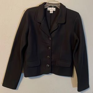 Medium Graphite black single breasted long sleeve pockets blazer jacket coat